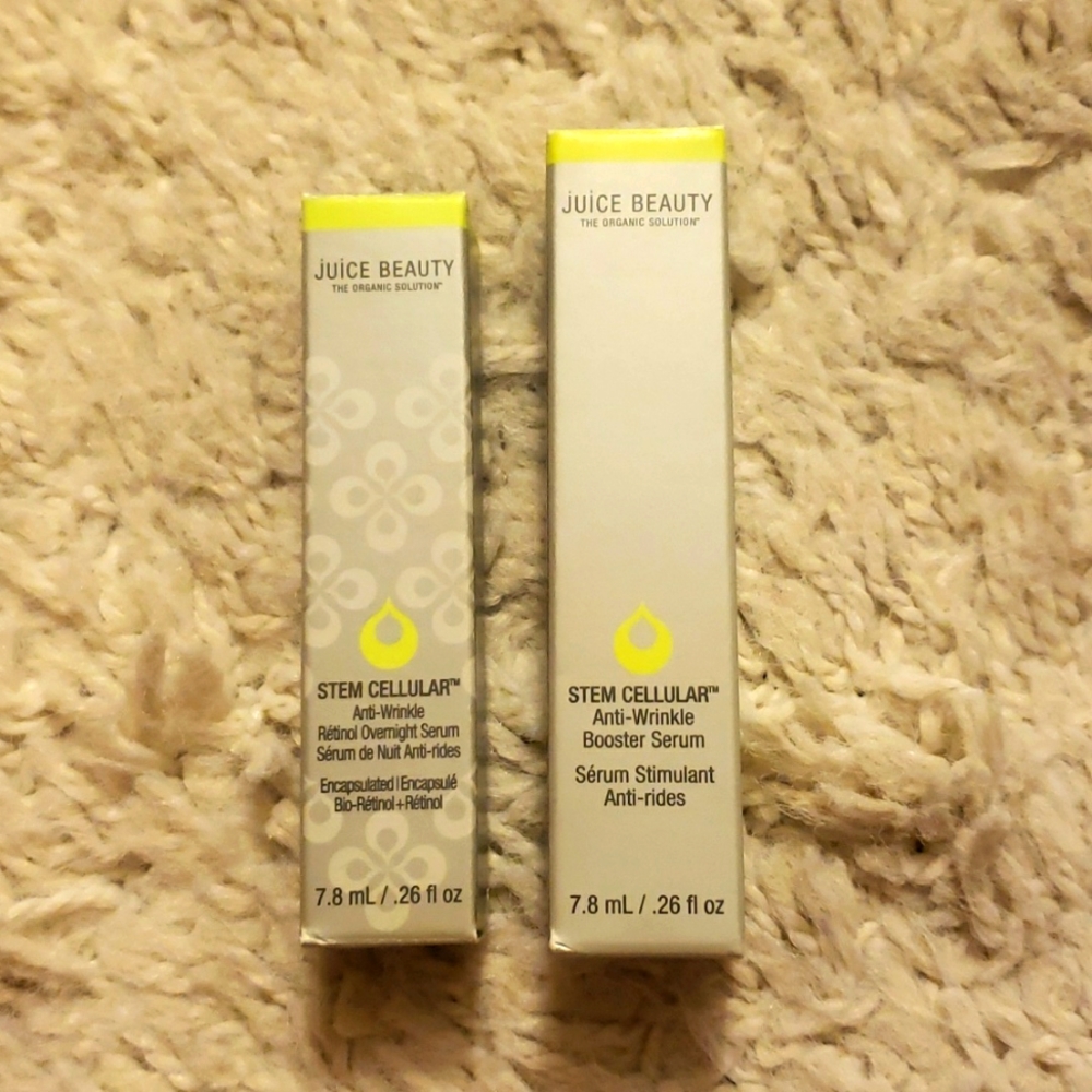 2 Juice Beauty Stem Cellular  Anti-Wrinkle Retinol Serums Booster & Overnight